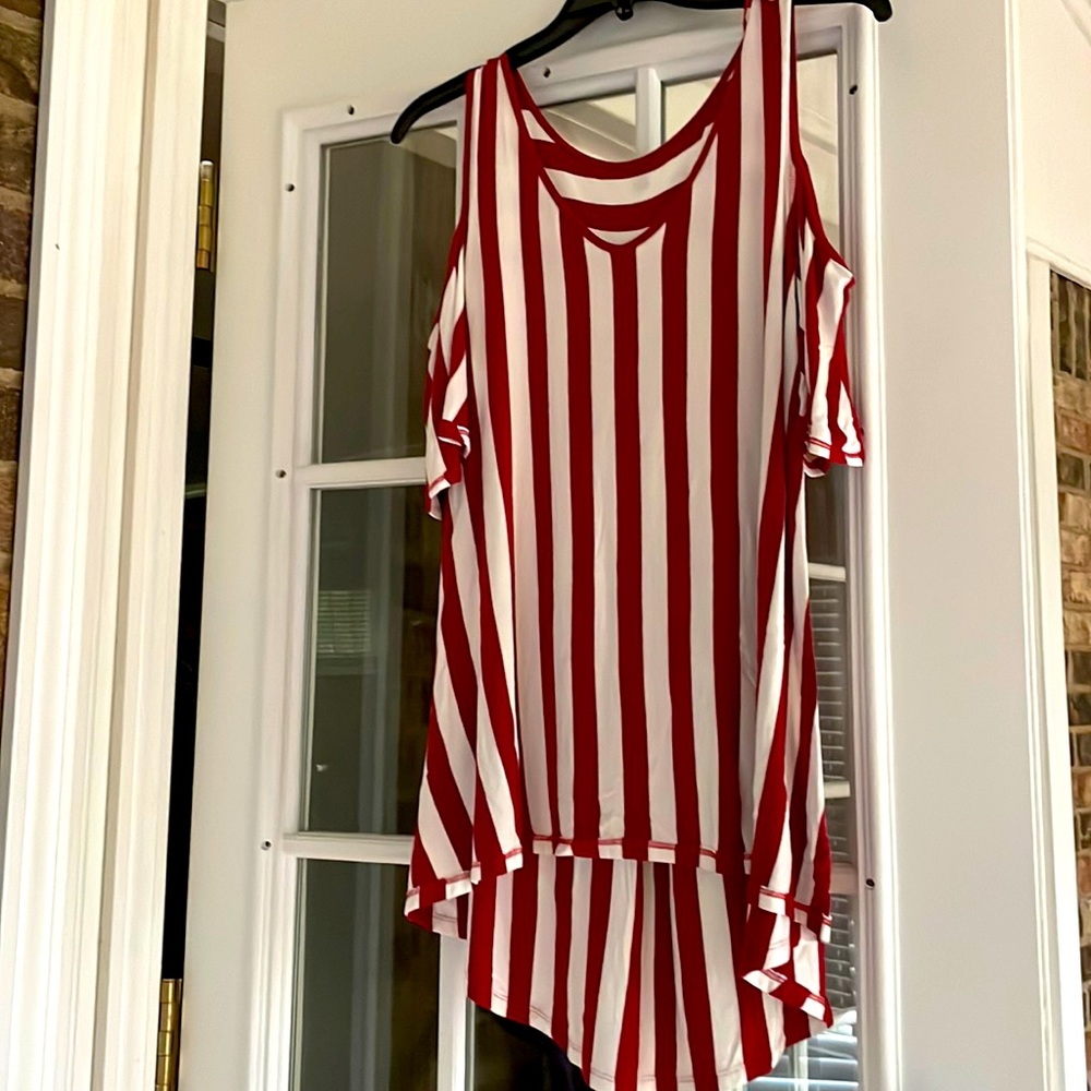 Ladies Red/white striped top
